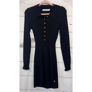 Araminta James Black Long Sleeve Sweater Dress Collar Size SM